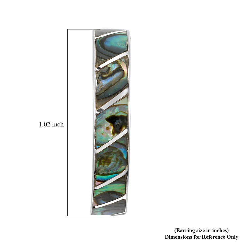 Peruvian Artistry Multi Gemstone 10.80 ctw Abalone Shell Carola Half Hoop Earrings in Sterling Silver