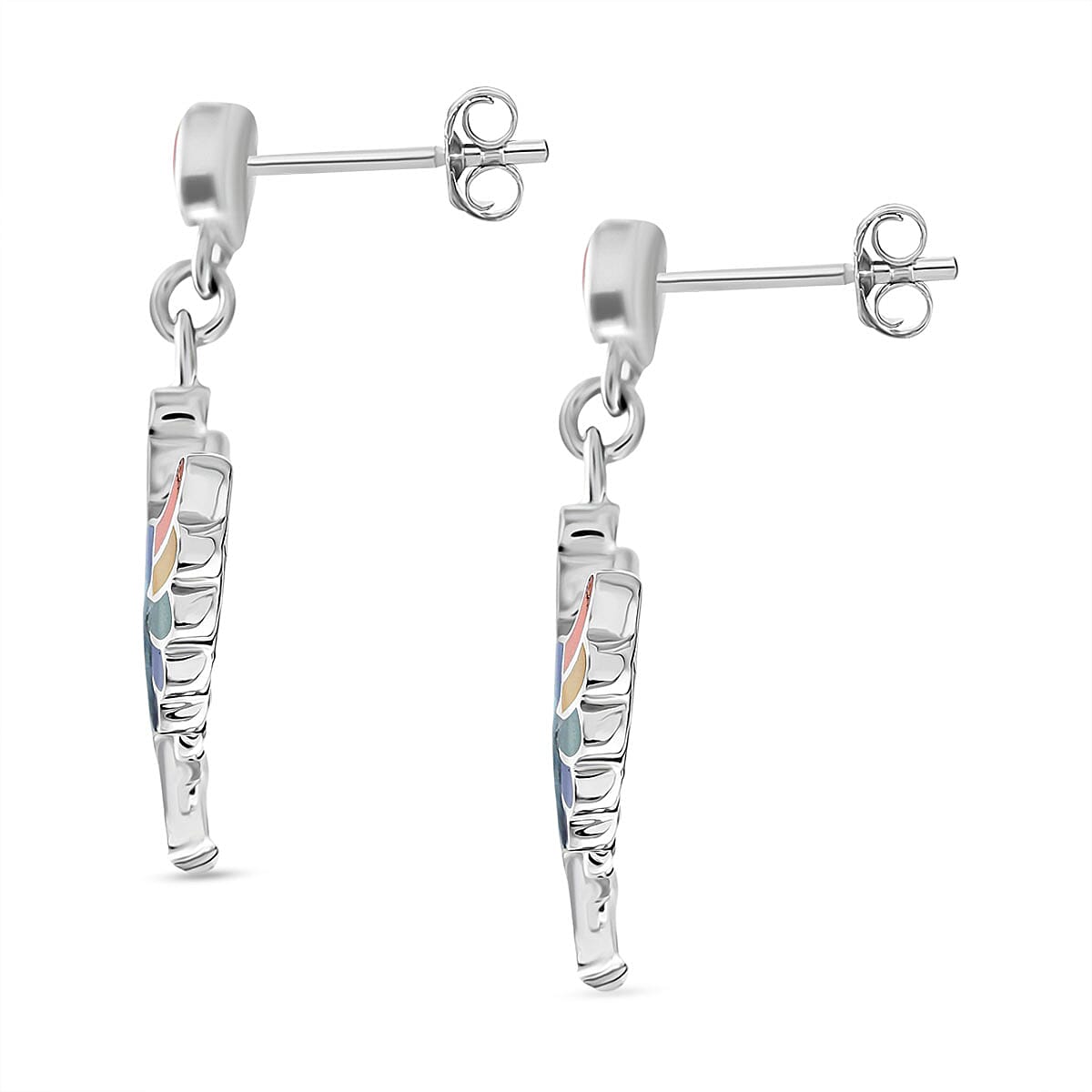 Peruvian Artistry Multi Gemstone Rainbow Colca Condor Earrings in Sterling Silver 17.60 ctw image number 3