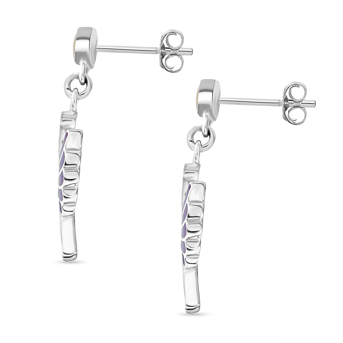 Peruvian Artistry Multi Gemstone 17.60 ctw Purple and White Colca Condor Earrings in Sterling Silver image number 3