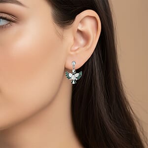 Peruvian Artistry Multi Gemstone 17.60 ctw Green and White Colca Condor Earrings in Sterling Silver