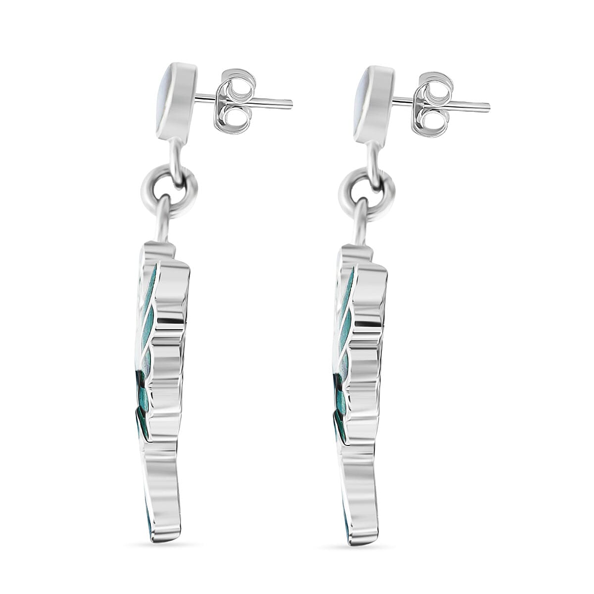 Peruvian Artistry Multi Gemstone 17.60 ctw Green and White Colca Condor Earrings in Sterling Silver image number 3