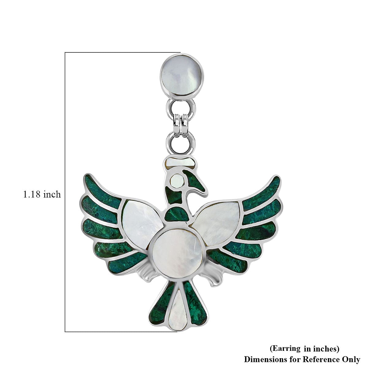Peruvian Artistry Multi Gemstone 17.60 ctw Green and White Colca Condor Earrings in Sterling Silver image number 4