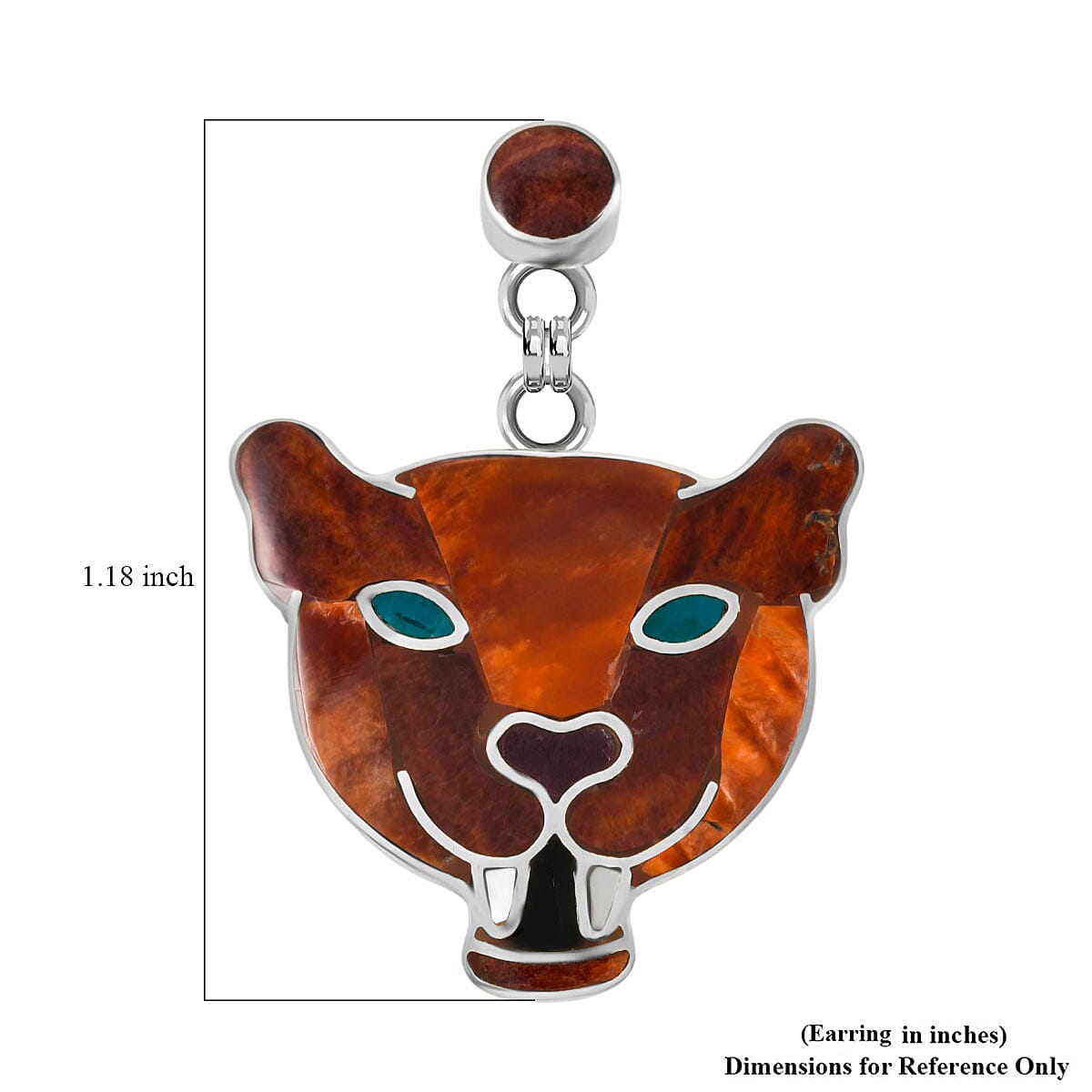 Peruvian Artistry Multi Gemstone 6.40 ctw Orange Powerfull Puma Earrings in Sterling Silver image number 4