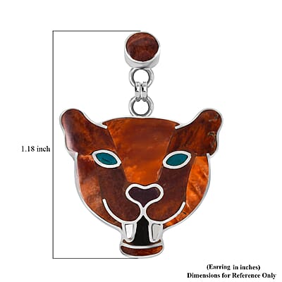 Peruvian Artistry Multi Gemstone 6.40 ctw Orange Powerfull Puma Earrings in Sterling Silver