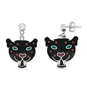 Peruvian Artistry Multi Gemstone 8.40 ctw Black Powerfull Puma Earrings in Sterling Silver