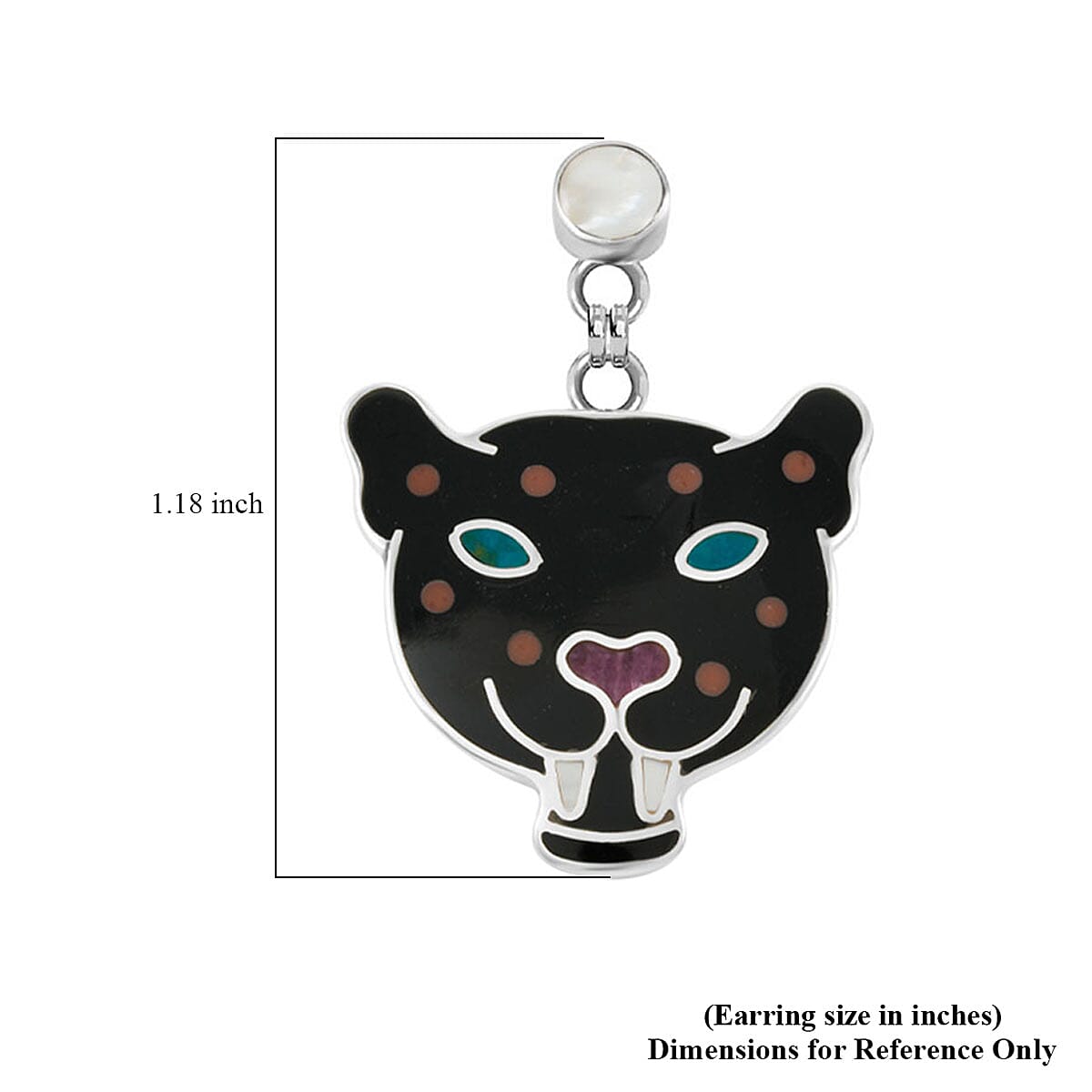 Peruvian Artistry Multi Gemstone 8.40 ctw Black Powerfull Puma Earrings in Sterling Silver image number 4