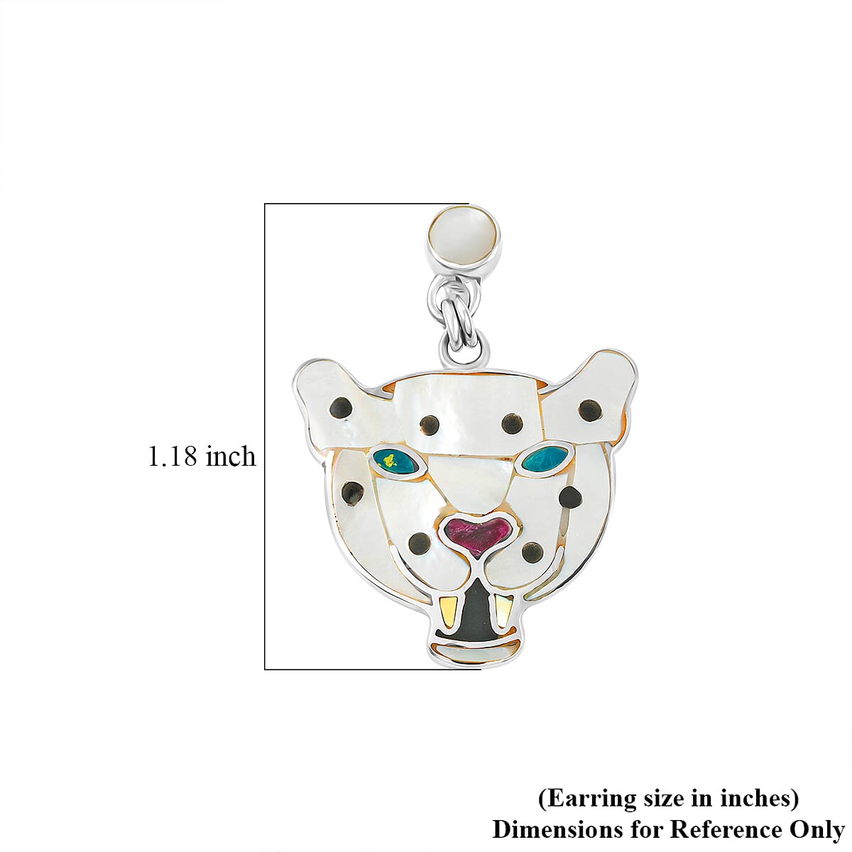 Peruvian Artistry Multi Gemstone 8.80 ctw White Powerfull Puma Earrings in Sterling Silver image number 4