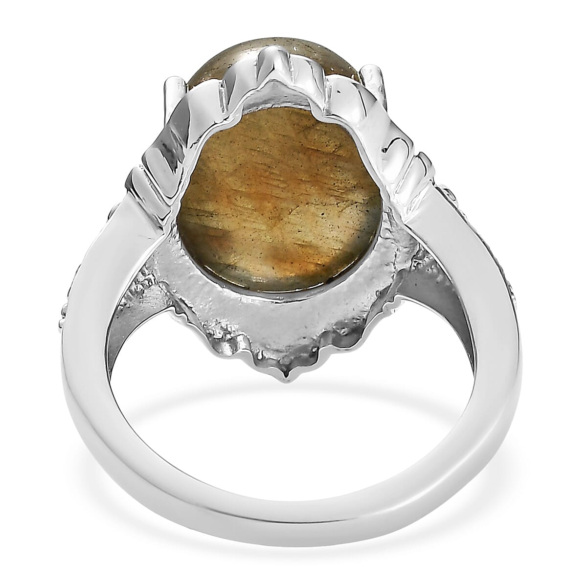 EverTrue Malagasy Labradorite Solitaire Ring in Stainless Steel (Size 10.0) 10.50 ctw image number 4