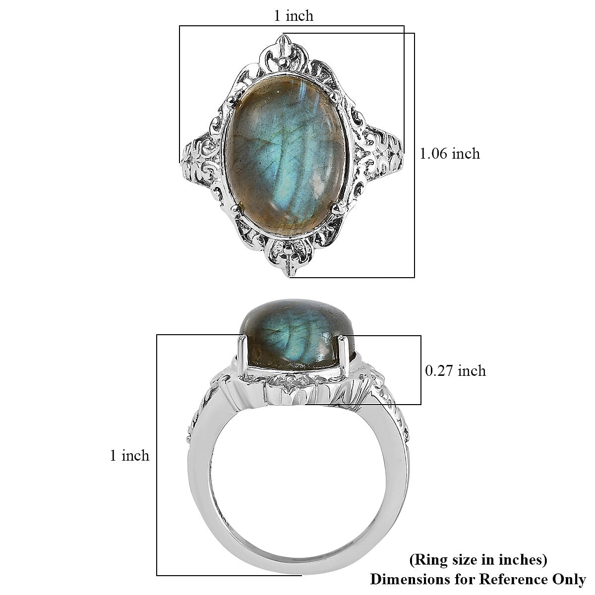 EverTrue Malagasy Labradorite Solitaire Ring in Stainless Steel (Size 10.0) 10.50 ctw image number 5