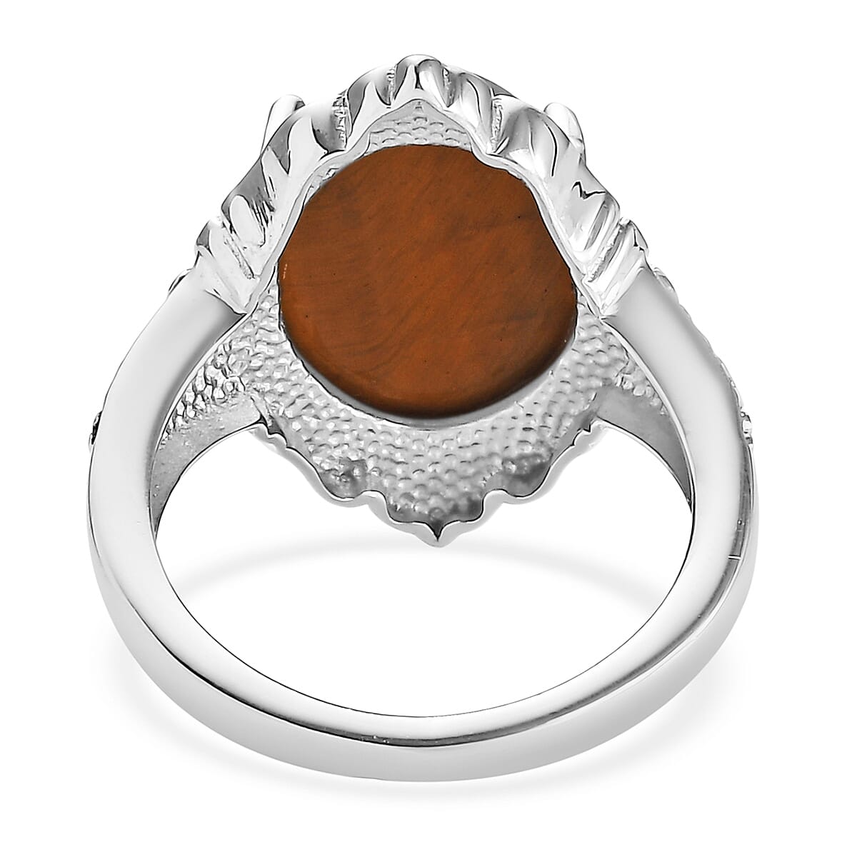 EverTrue Tigers Eye Solitaire Ring in Stainless Steel (Size 10.0) 9.50 ctw image number 4