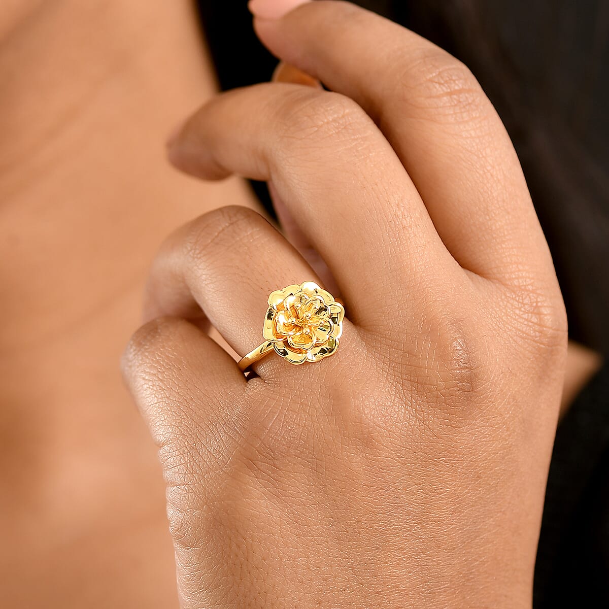 EverTrue Bronzella Collection Rose Flower Ring in 18K YG Plated Bronze (Size 10.0) image number 2