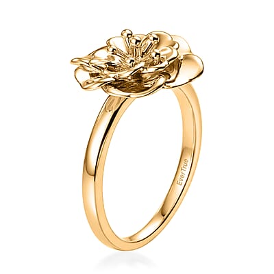 EverTrue Bronzella Collection Rose Flower Ring in 18K YG Plated Bronze (Size 6.0)