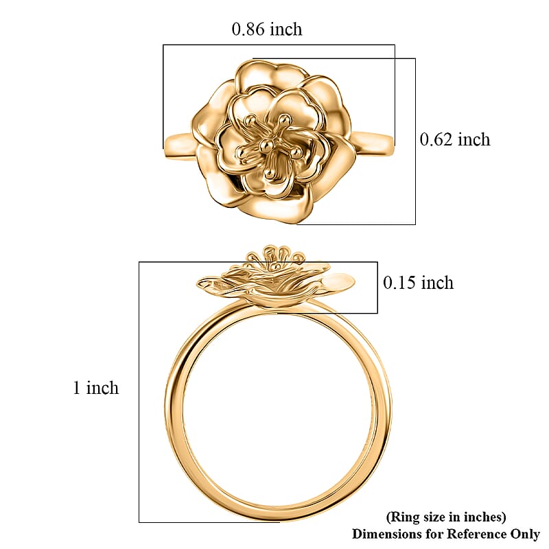 EverTrue Bronzella Collection Rose Flower Ring in 18K YG Plated Bronze (Size 7.0)
