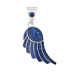 Peruvian Artistry Multi Gemstone 7.20 ctw Blue Lupe Wing Pendant without Chain in Sterling Silver