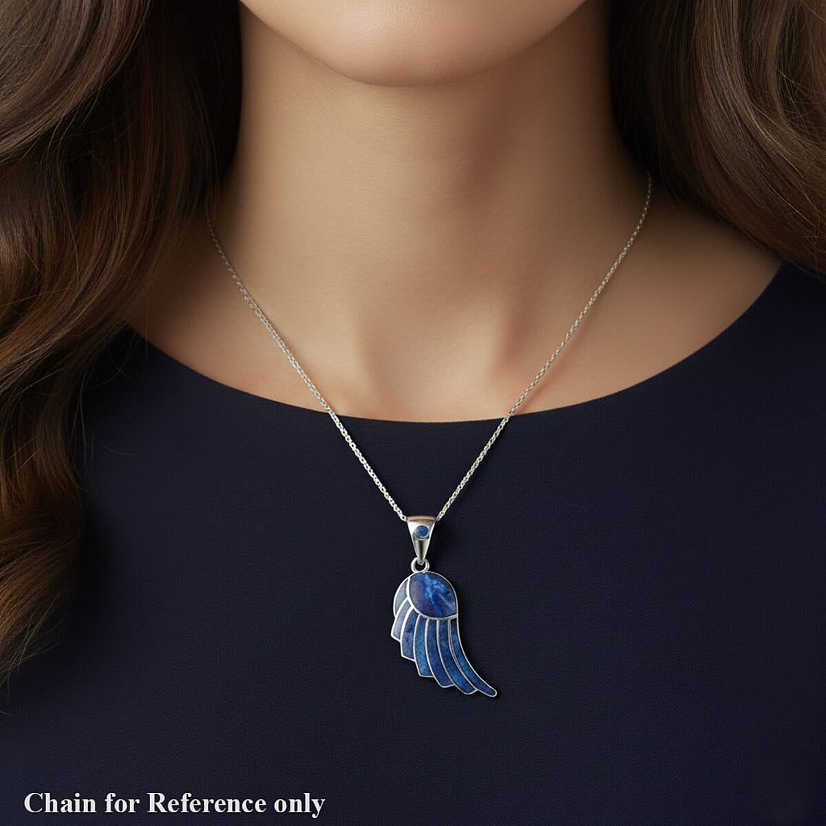 Peruvian Artistry Multi Gemstone 7.20 ctw Blue Lupe Wing Pendant without Chain in Sterling Silver image number 2