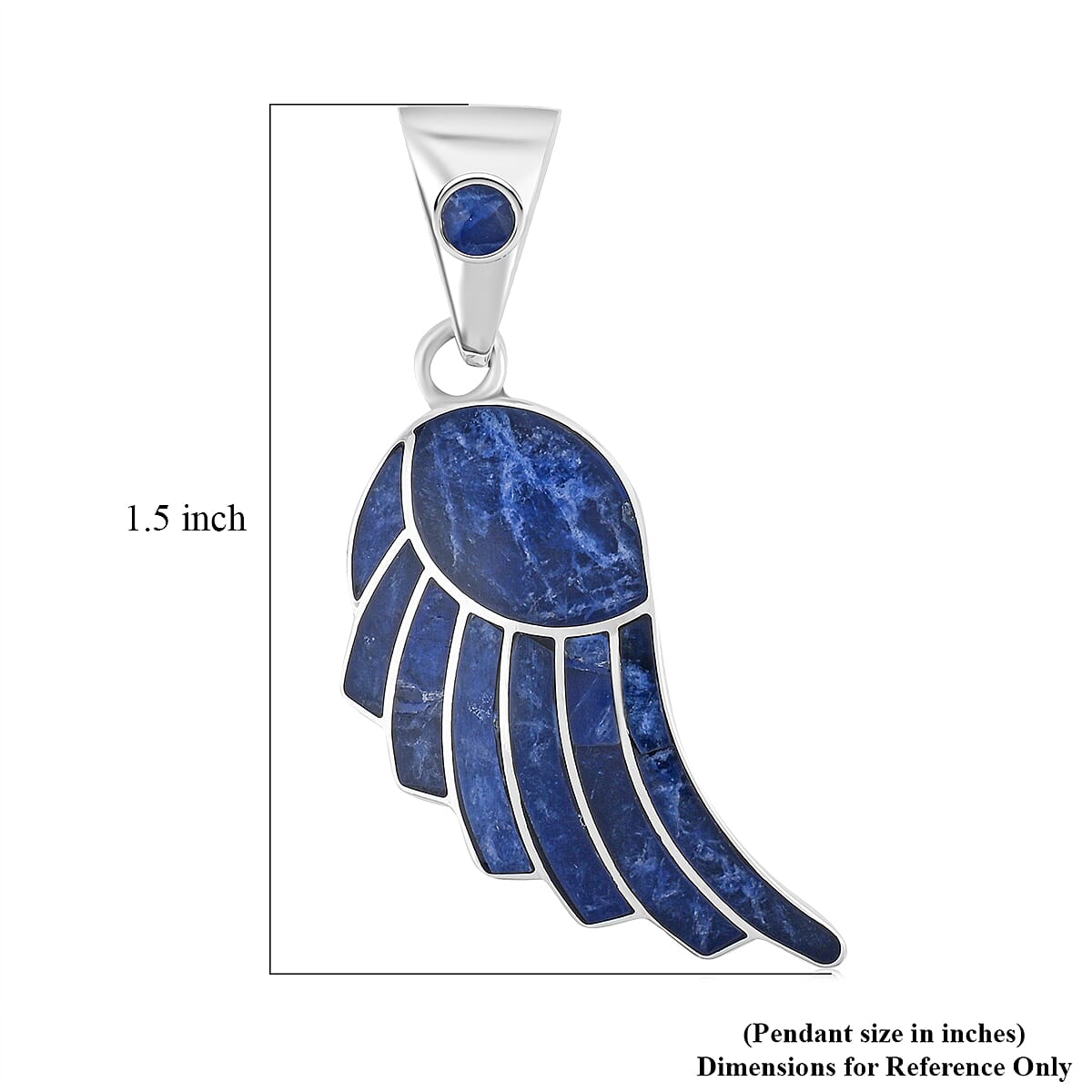 Peruvian Artistry Multi Gemstone 7.20 ctw Blue Lupe Wing Pendant without Chain in Sterling Silver image number 4