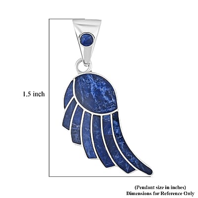 Peruvian Artistry Multi Gemstone 7.20 ctw Blue Lupe Wing Pendant without Chain in Sterling Silver