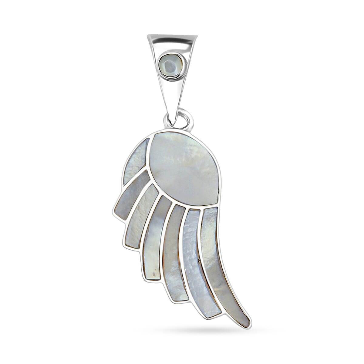 Peruvian Artistry Multi Gemstone 7.20 ctw White Lupe Wing Pendant without Chain in Sterling Silver