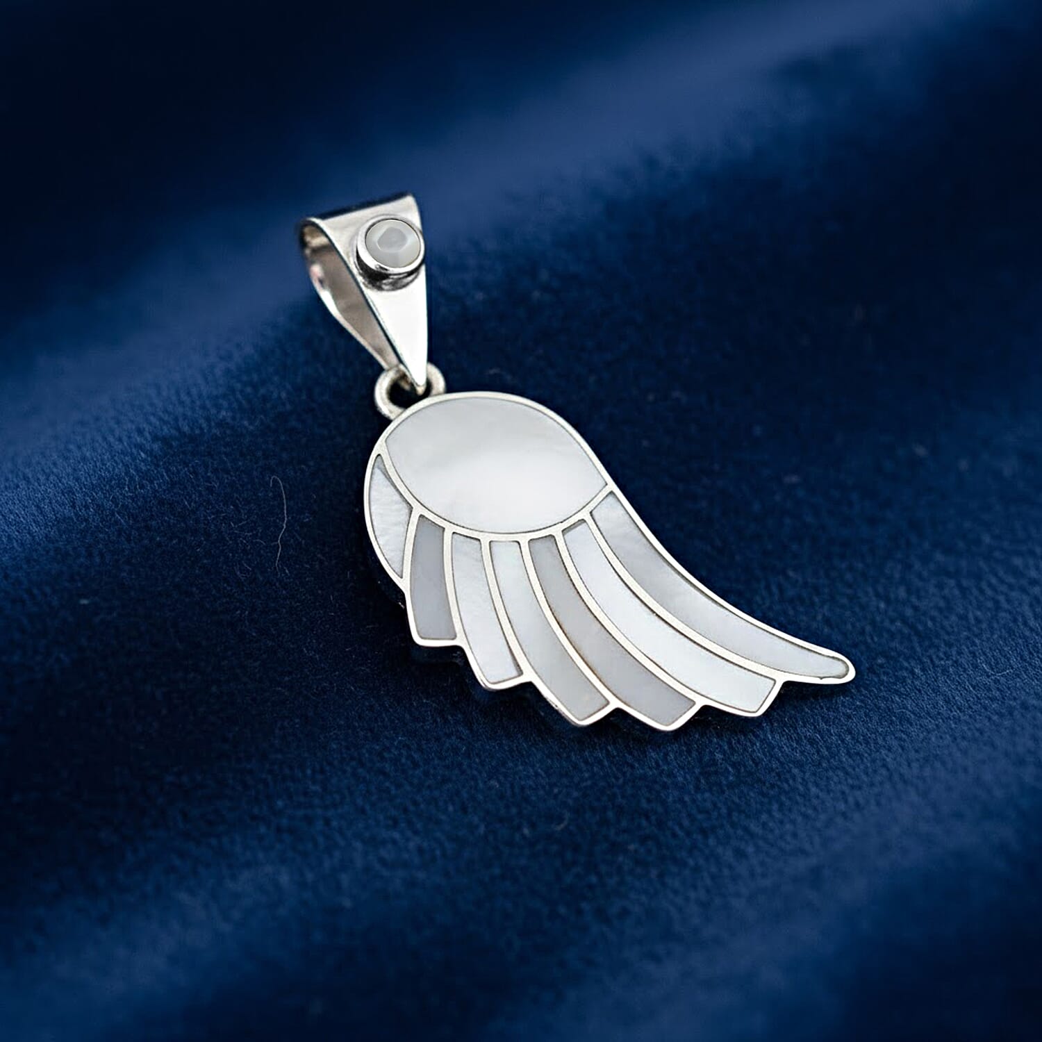 Peruvian Artistry Multi Gemstone 7.20 ctw White Lupe Wing Pendant without Chain in Sterling Silver
