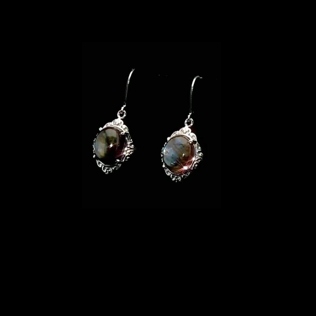 EverTrue Malagasy Labradorite 10.85 ctw Earrings in Stainless Steel image number 1