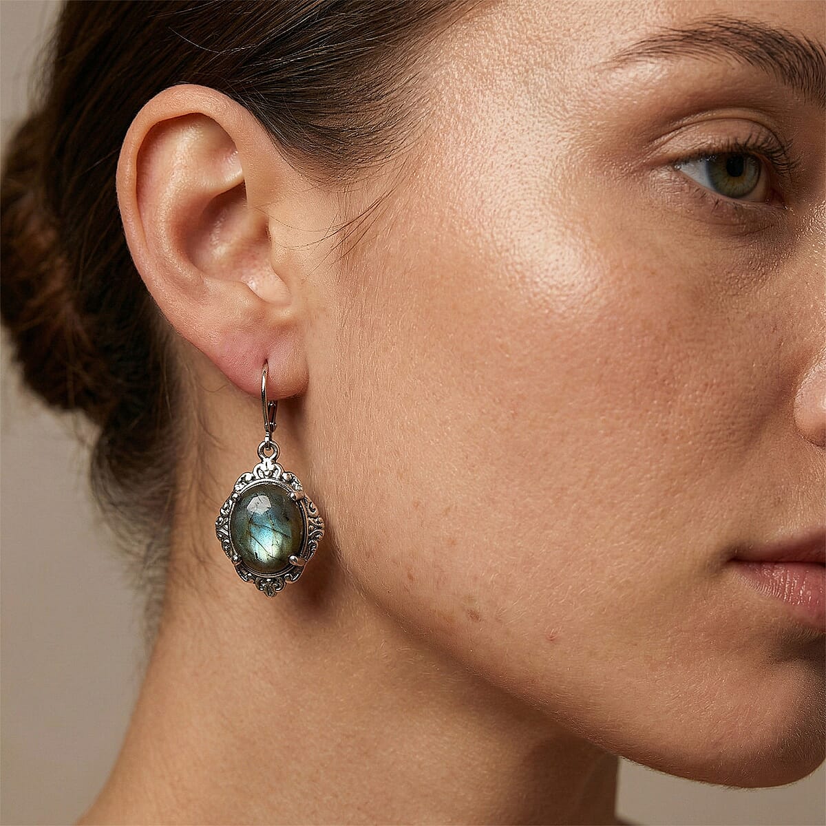 EverTrue Malagasy Labradorite 10.85 ctw Earrings in Stainless Steel