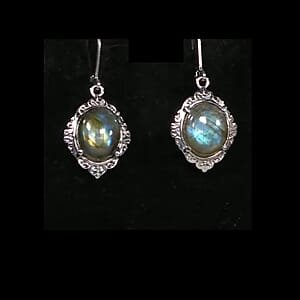 EverTrue Malagasy Labradorite 10.85 ctw Earrings in Stainless Steel