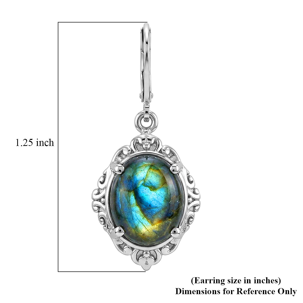 EverTrue Malagasy Labradorite 10.85 ctw Earrings in Stainless Steel image number 4