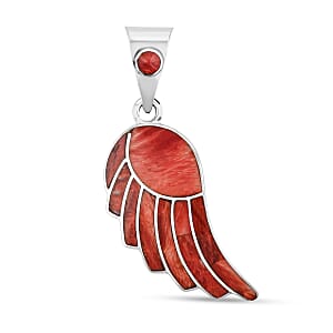 Peruvian Artistry Multi Gemstone 7.20 ctw Red Lupe Wing Pendant without Chain in Sterling Silver