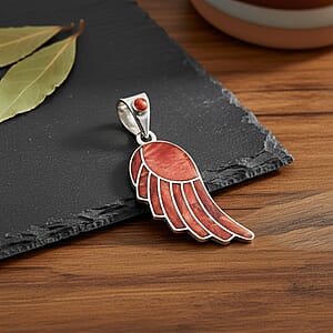 Peruvian Artistry Multi Gemstone 7.20 ctw Red Lupe Wing Pendant without Chain in Sterling Silver