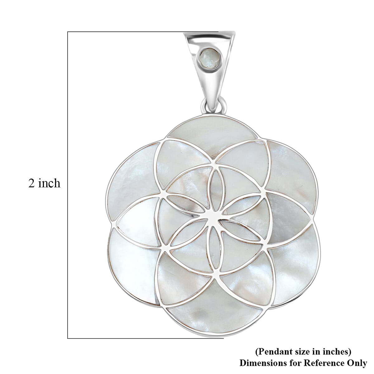 Peruvian Artistry Multi Gemstone White Mariana Flower Of Life Pendant in Sterling Silver 25.60 ctw
