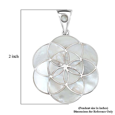 Peruvian Artistry Multi Gemstone 25.60 ctw White Mariana Flower Of Life Pendant in Sterling Silver