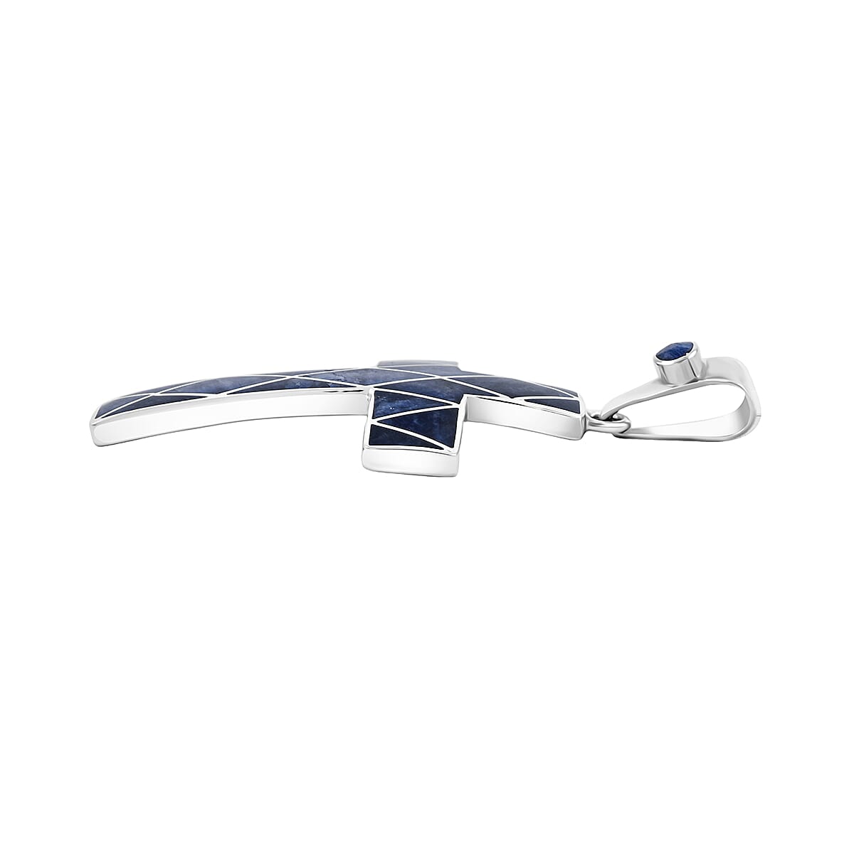 Peruvian Artistry Multi Gemstone 15.20 ctw Blue Sandoval Big Cross Pendant without Chain in Sterling Silver image number 3