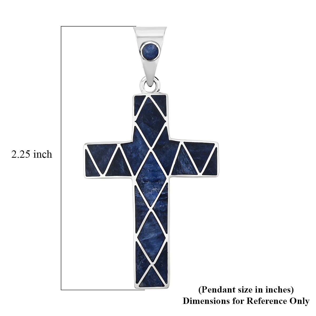 Peruvian Artistry Multi Gemstone 15.20 ctw Blue Sandoval Big Cross Pendant without Chain in Sterling Silver image number 4