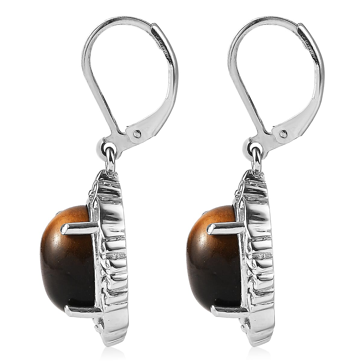 EverTrue Tigers Eye 10.75 ctw Earrings in Stainless Steel image number 4