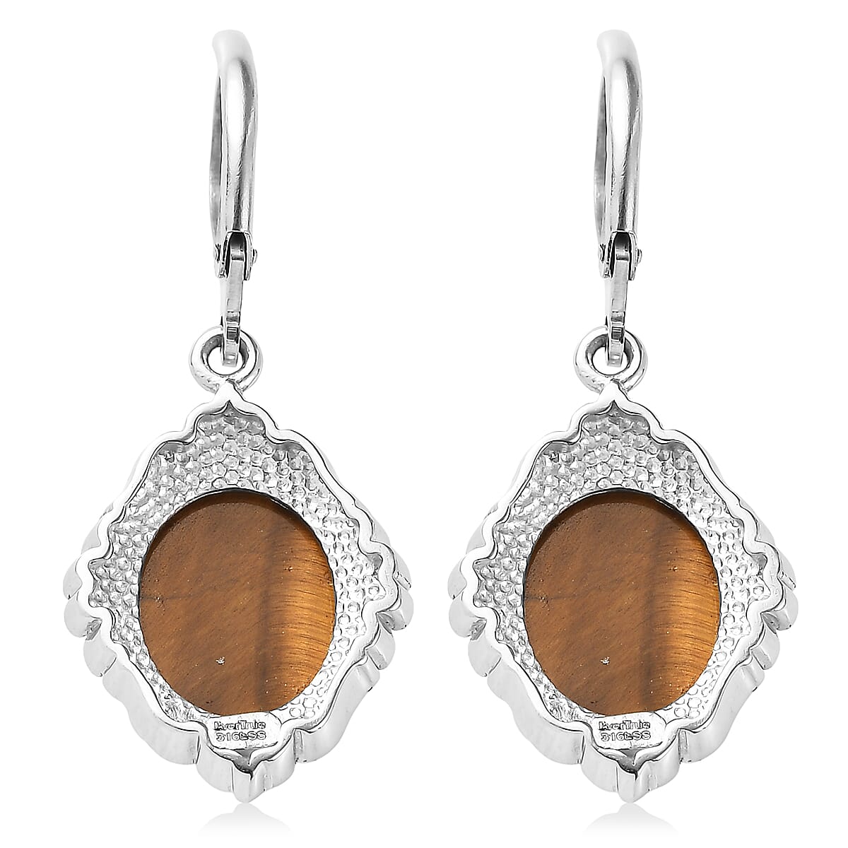 EverTrue Tigers Eye 10.75 ctw Earrings in Stainless Steel image number 5