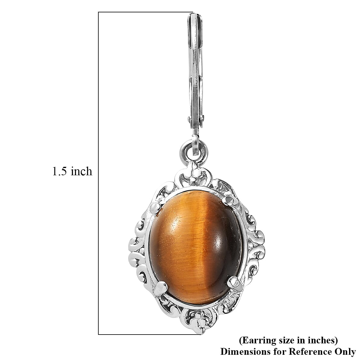 EverTrue Tigers Eye 10.75 ctw Earrings in Stainless Steel image number 6