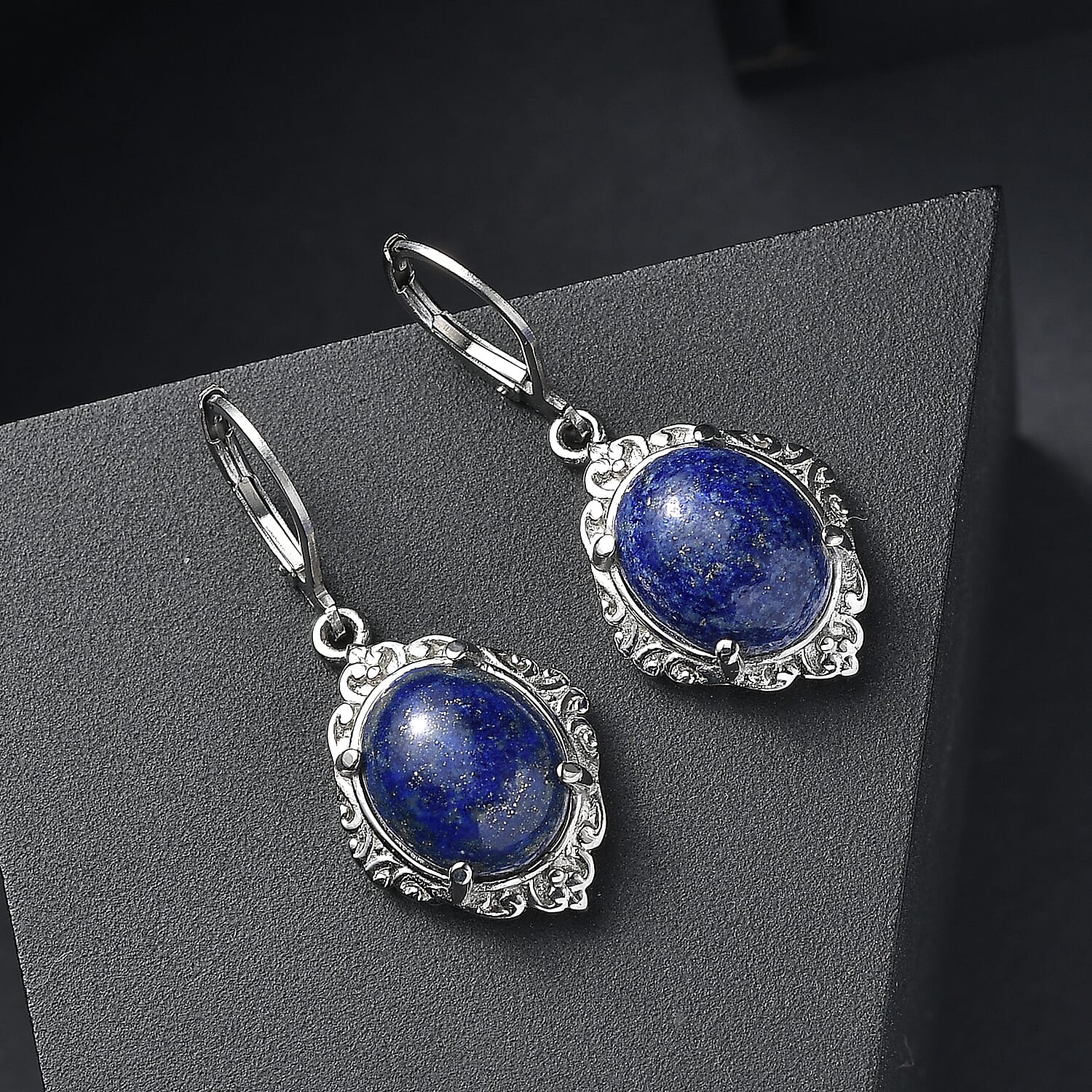 EverTrue Lapis Lazuli 11.30 ctw Earrings in Stainless Steel