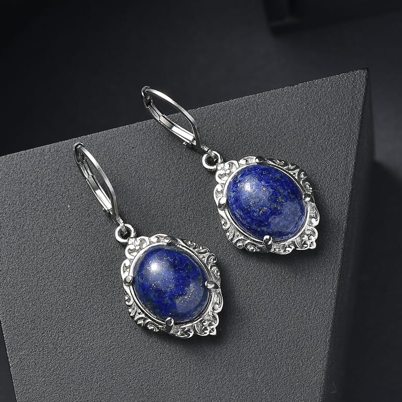 EverTrue Lapis Lazuli 11.30 ctw Earrings in Stainless Steel