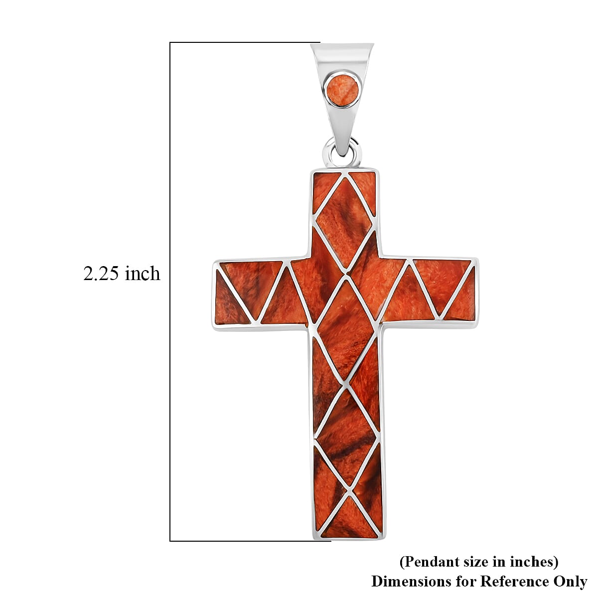 Peruvian Artistry Multi Gemstone 15.20 ctw Orange Sandoval Big Cross Pendant in Sterling Silver image number 4