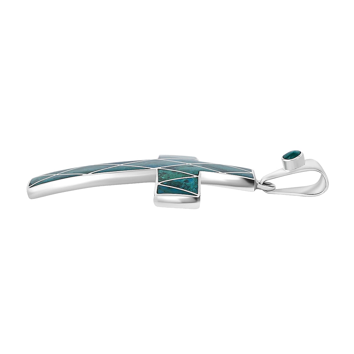 Peruvian Artistry Multi Gemstone 15.20 ctw Green Sandoval Big Cross Pendant in Sterling Silver image number 3