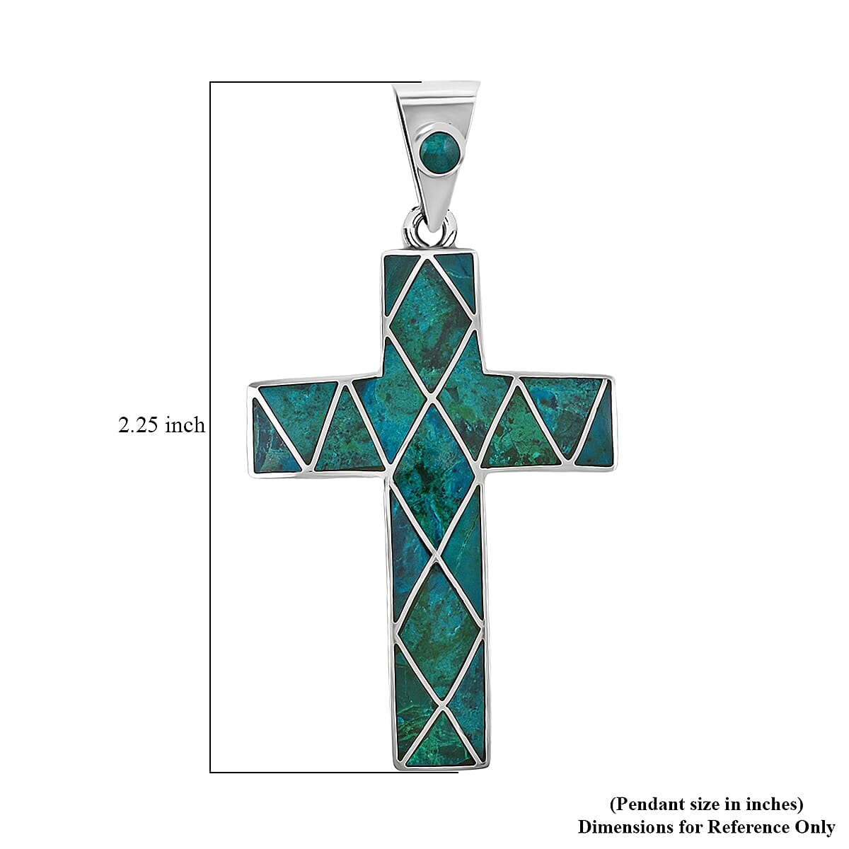 Peruvian Artistry Multi Gemstone 15.20 ctw Green Sandoval Big Cross Pendant in Sterling Silver image number 4