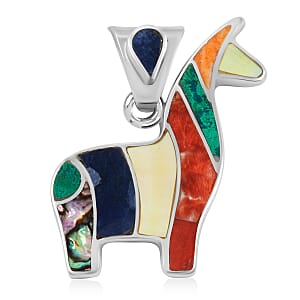 Peruvian Artistry Multi Gemstone 4.50 ctw Rainbow Cuzco Pendant without Chain in Sterling Silver