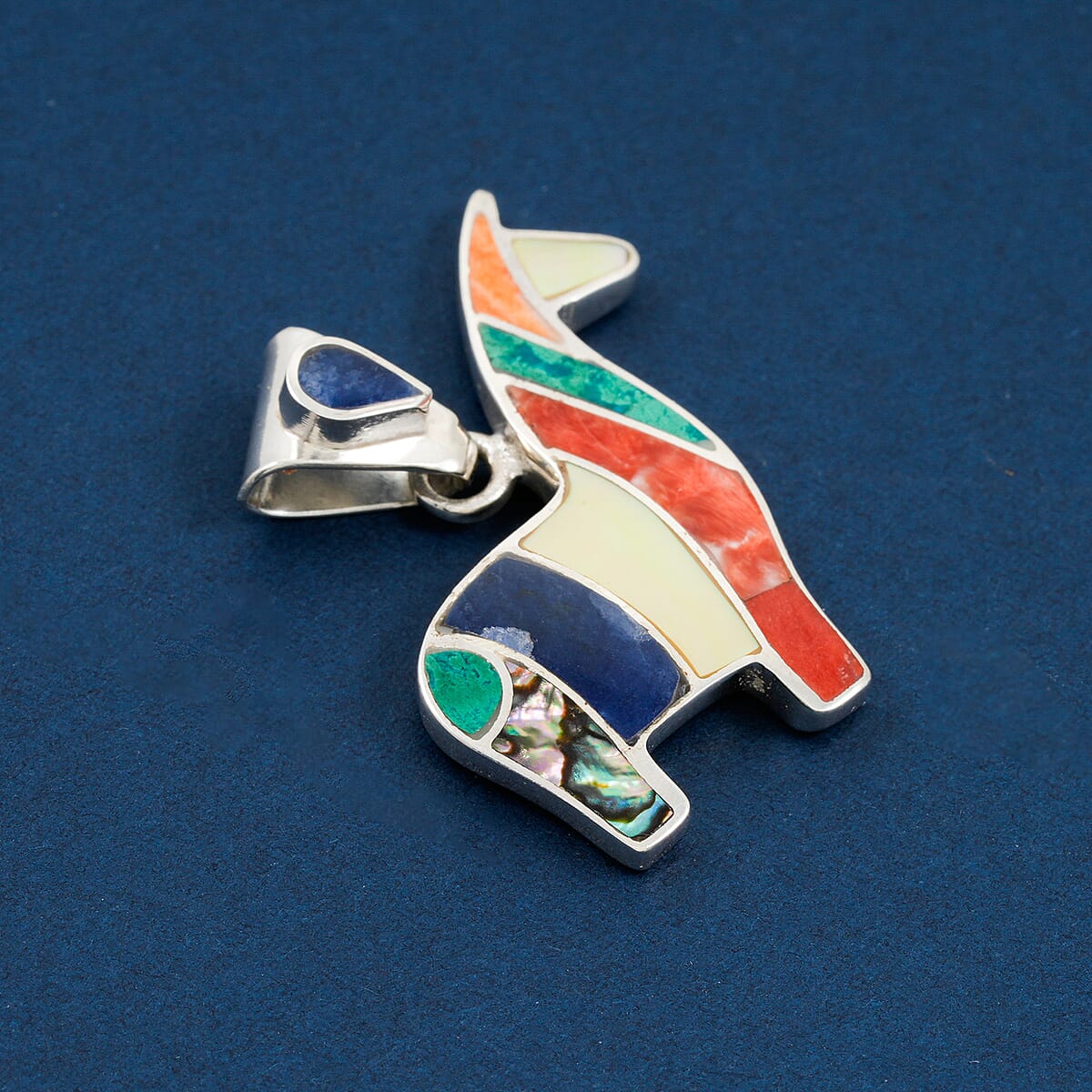 Peruvian Artistry Multi Gemstone 4.50 ctw Rainbow Cuzco Pendant without Chain in Sterling Silver image number 1