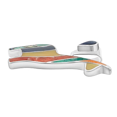 Peruvian Artistry Multi Gemstone 4.50 ctw Rainbow Cuzco Pendant without Chain in Sterling Silver