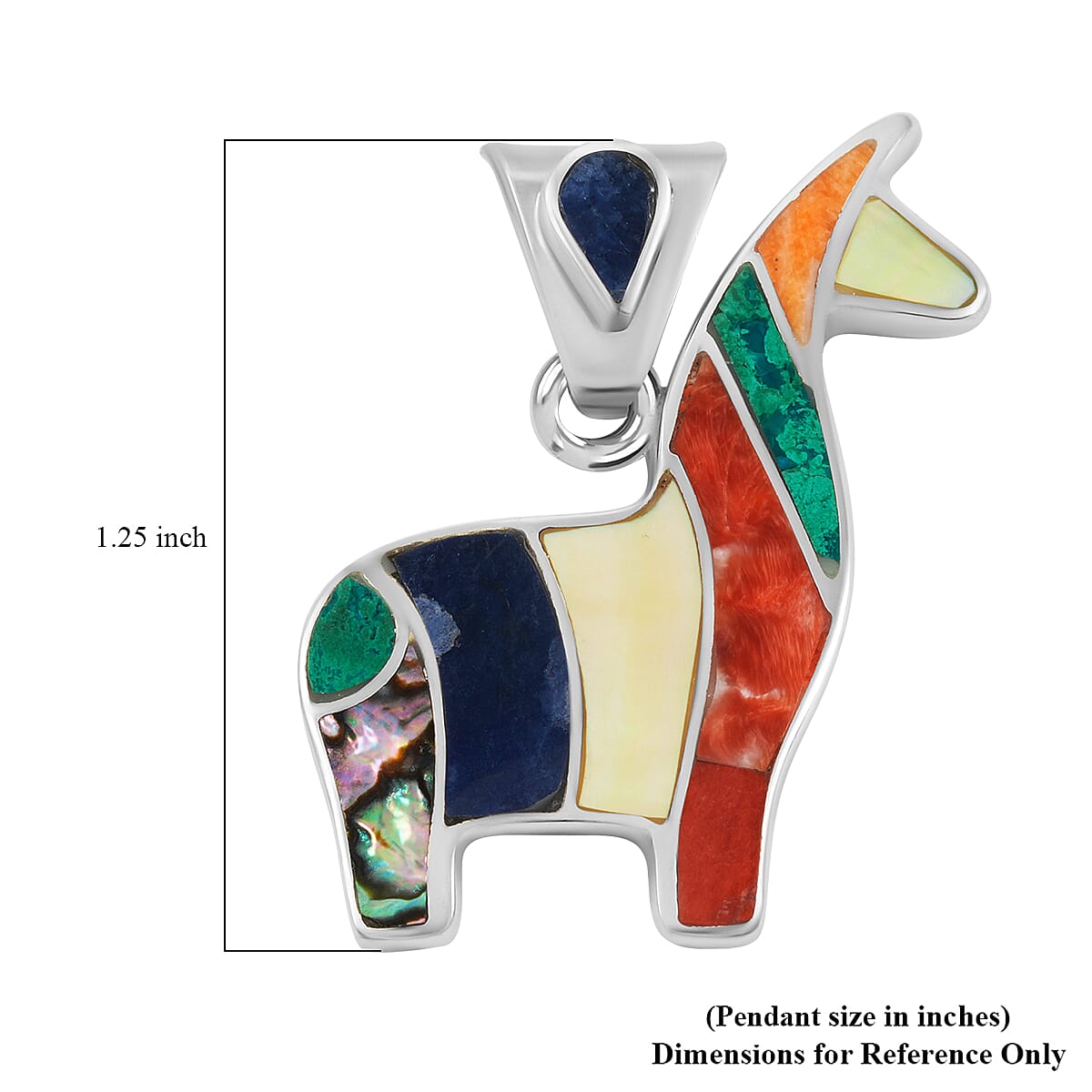 Peruvian Artistry Multi Gemstone 4.50 ctw Rainbow Cuzco Pendant without Chain in Sterling Silver image number 4