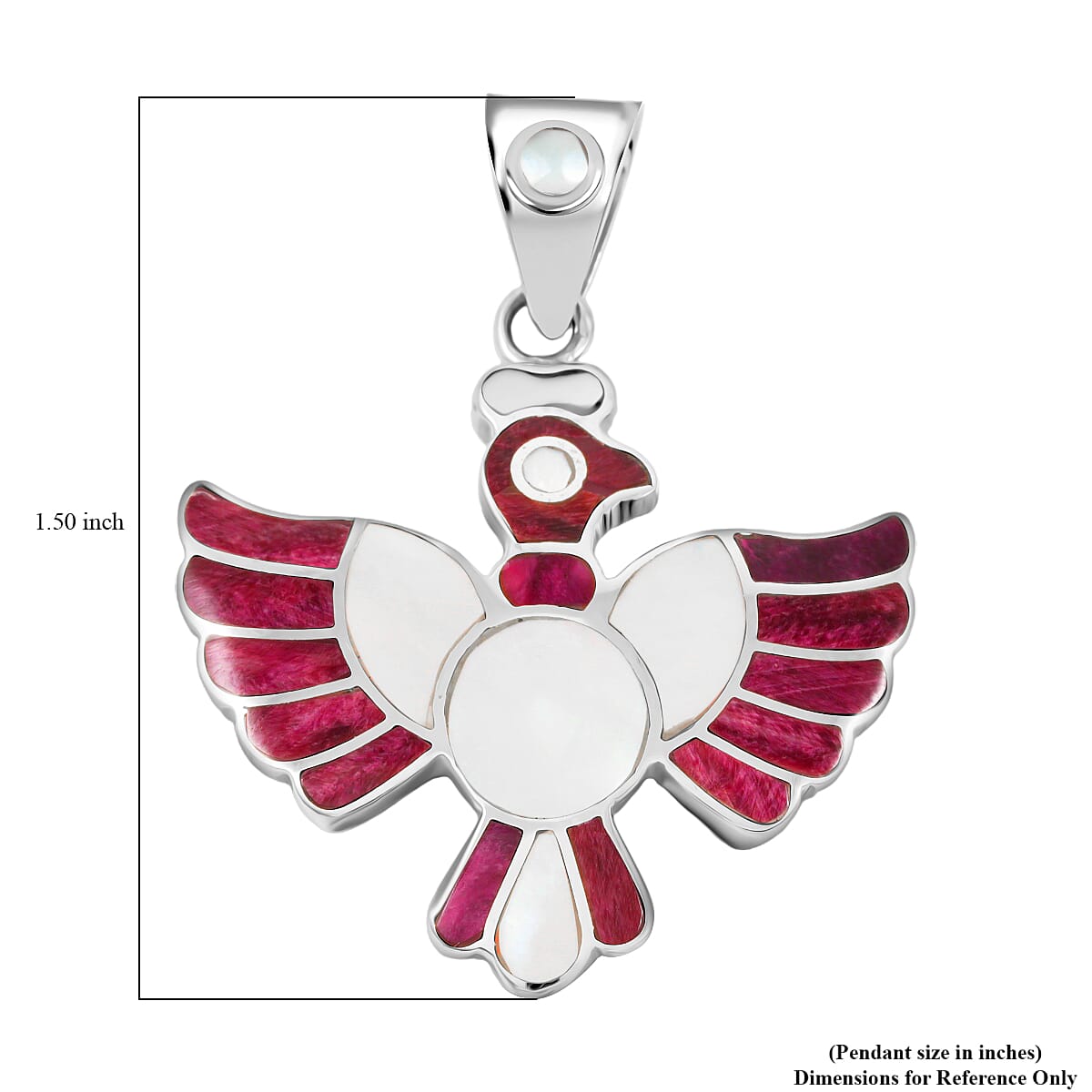 Peruvian Artistry Multi Gemstone 9.00 ctw Purple and White Colca Condor Pendant without Chain in Sterling Silver image number 4