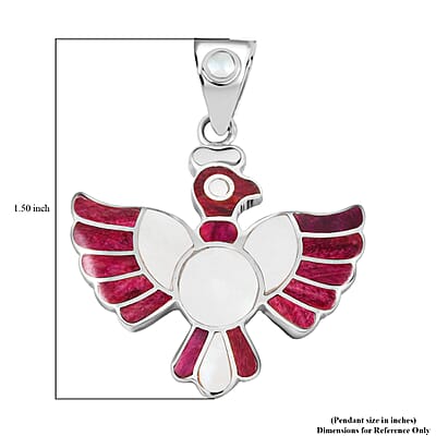 Peruvian Artistry Multi Gemstone 9.00 ctw Purple and White Colca Condor Pendant without Chain in Sterling Silver