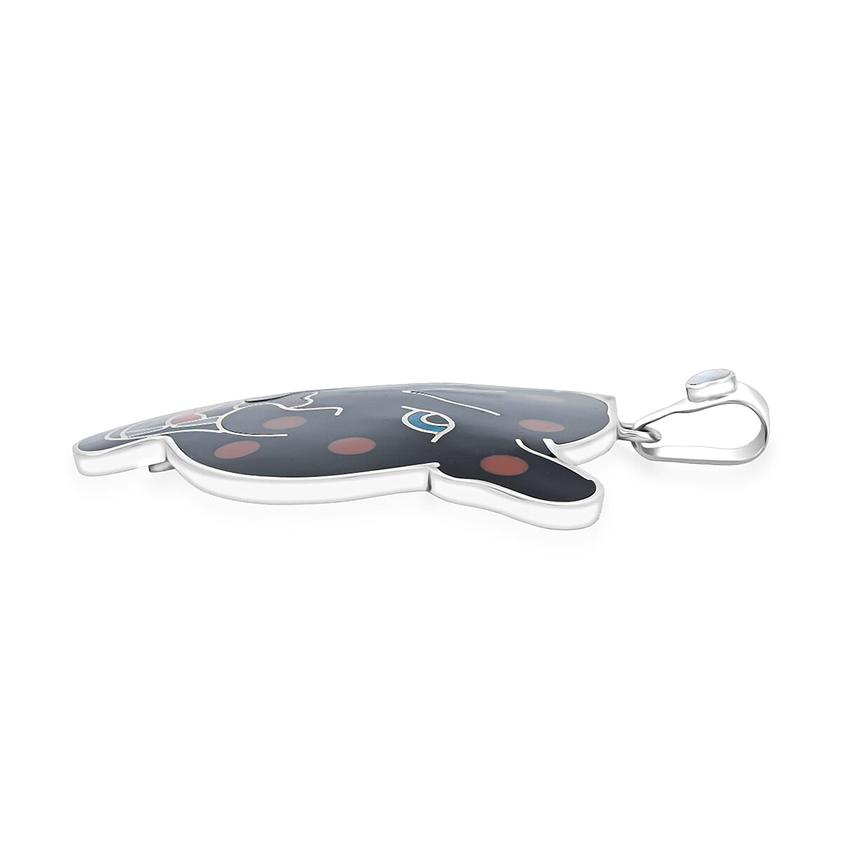 Peruvian Artistry Multi Gemstone 16.20 ctw Black Powerful Puma Pendant without Chain in Sterling Silver image number 3