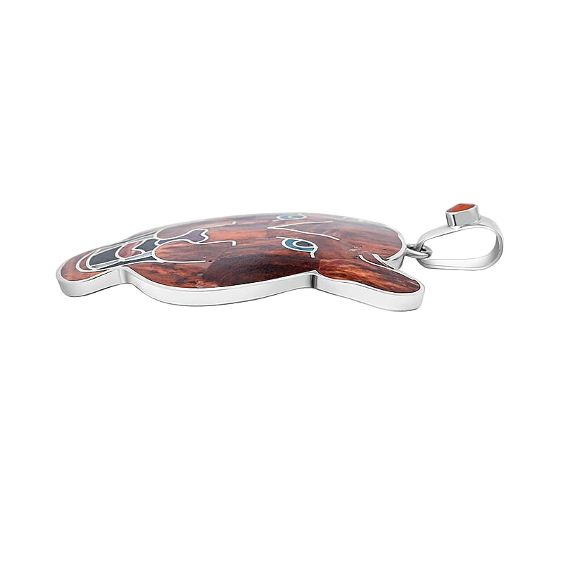 Peruvian Artistry Multi Gemstone 16.10 ctw Orange Powerful Puma Pendant in Sterling Silver