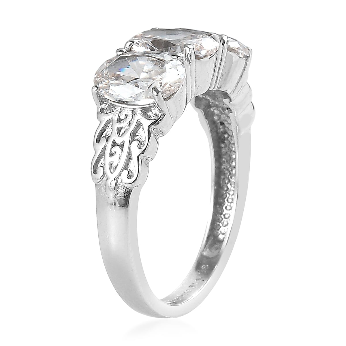 EverTrue Simulated Diamond 3 Stone Ring in Stainless Steel (Size 10.0) 6.25 ctw image number 3